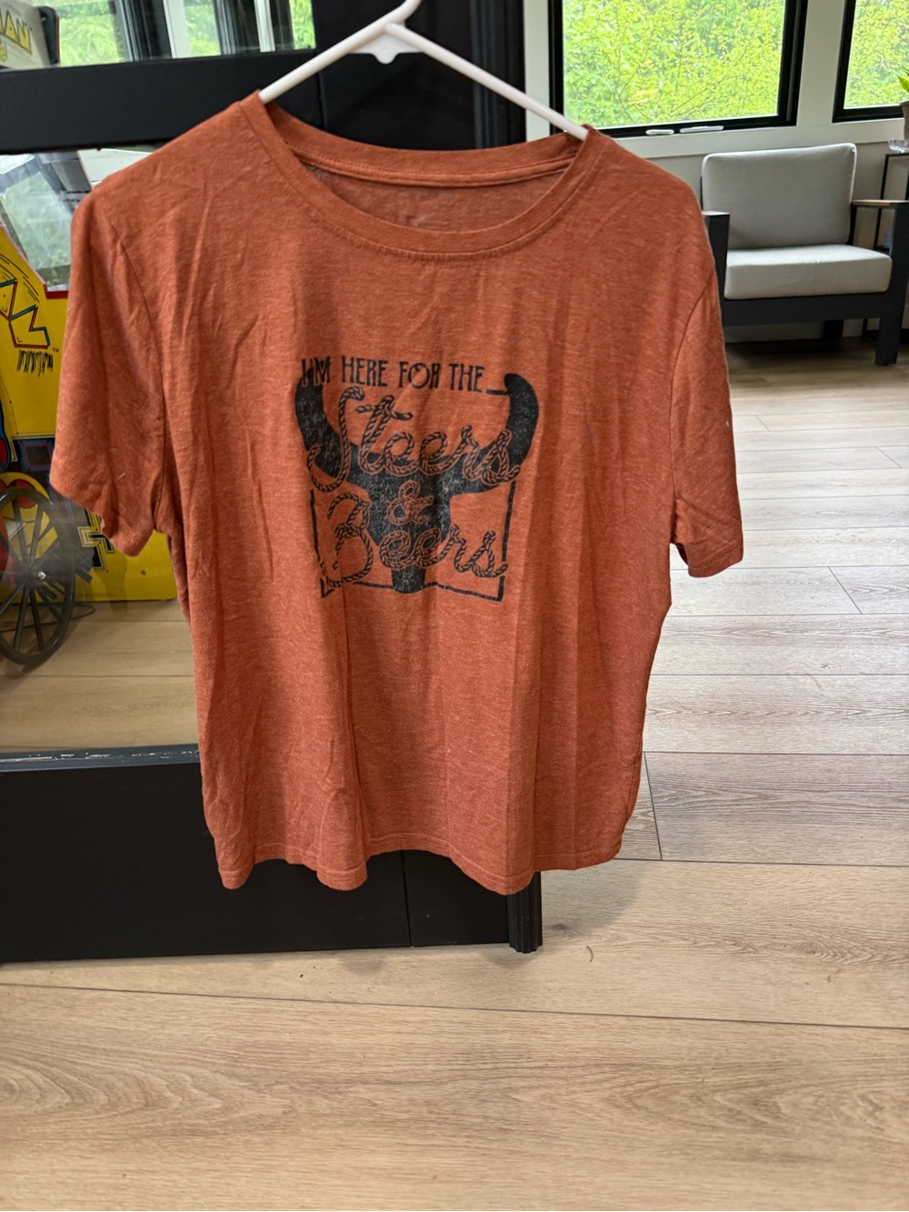 Rust Graphic Tee with Bull Design